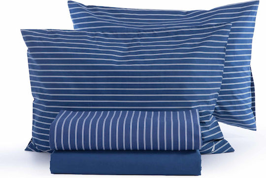 Nef-Nef Homeware Nautica Coast Σετ Σεντόνια Υπέρδιπλα 240x270εκ. Navy Μπλε (4τμχ)