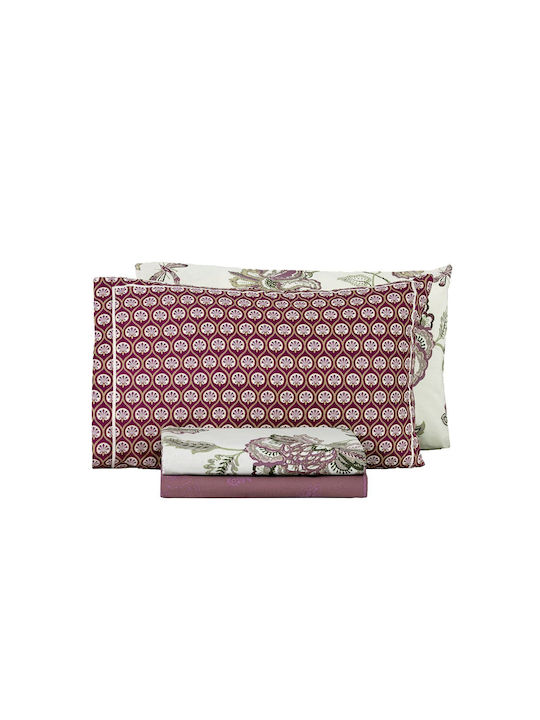 Nima Sheet Sets Queen 240x260cm. Carmen Ecru|beige|burgundy 4pcs