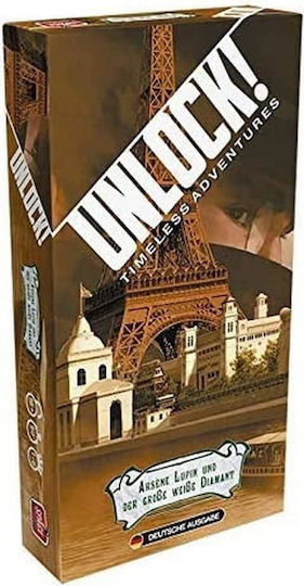 Board Game Unlock! Timeless Adventures Arsene Lupine & The Great White Diamond German Edition for 1-6 Players 10+ Years Old (GER) Asmodee