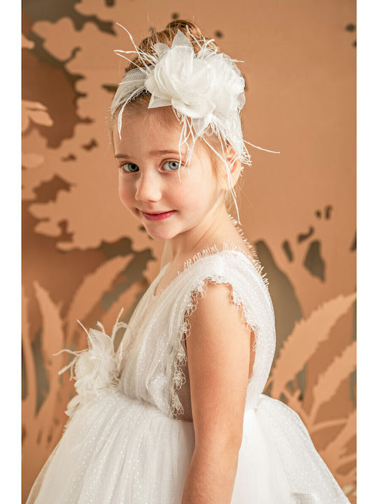 Baby Bloom Λευκό Φόρεμα Βάπτισης από Τούλι