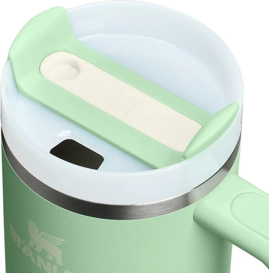 Stanley Quencher Handled Tumbler Thermos Bottle Stainless Steel BPA Free 890ml Pistachio With Straw And Handle