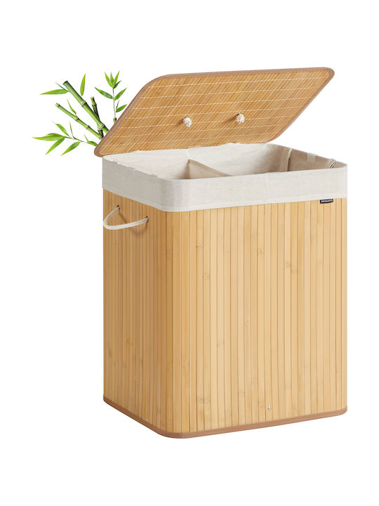 Songmics Wäschekorb Set aus Bamboo 120lt mit Deckel 50x40x61cm Weiß Songmics Wäschekorb Set aus Bamboo 120lt mit Deckel 50x40x61cm Weiß