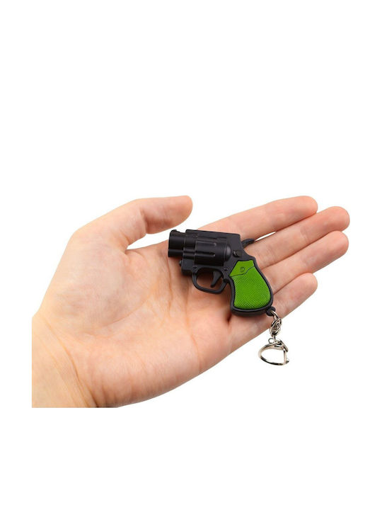 Mini Pistol Revolver Keychain Gadget Led Light Laser 6.5 Cm