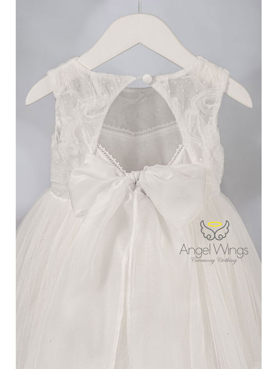 Angel Wings Λευκό Βαπτιστικό Σετ Ρούχων με Φόρεμα 2τμχ