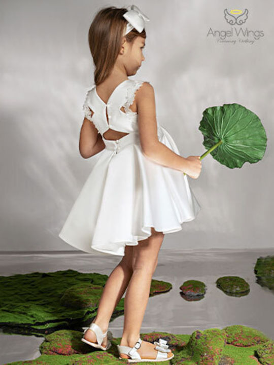 Angel Wings White Baptism Clothes Set with Dress 2 Pieces