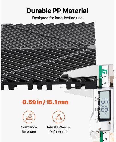 Vevor Set Plastic Floor with 50 Tiles 1.5mm L31xW31cm Black
