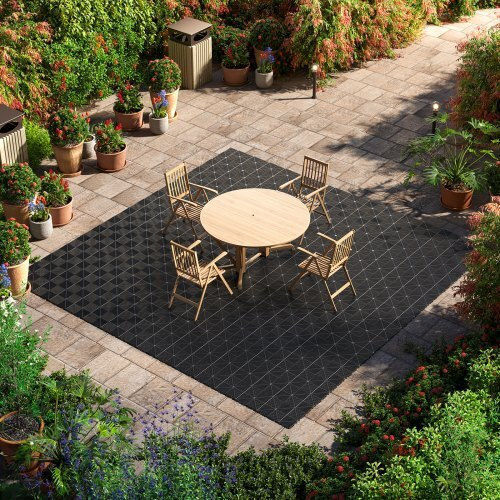 Vevor Set Plastic Floor with 50 Tiles 1.5mm L31xW31cm Black