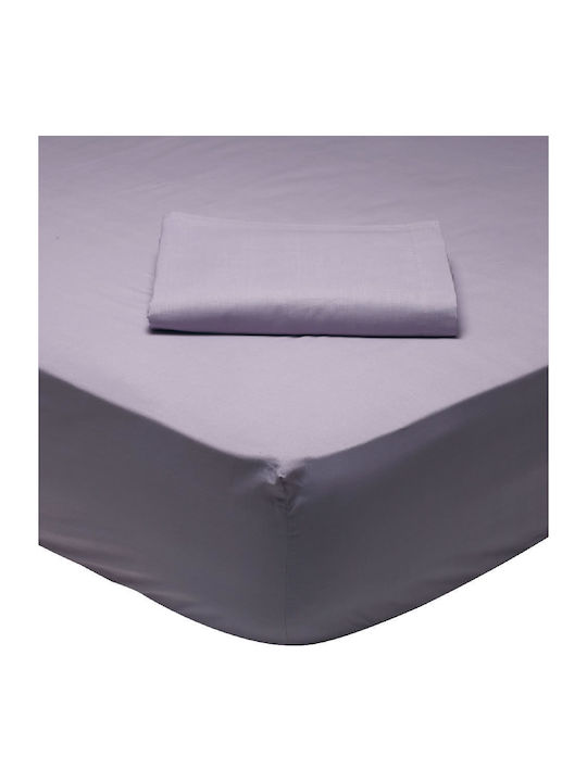 Das Home Bettlaken Super-Doppel mit Gummiband 170x200+35cm. Best 1009 Flieder