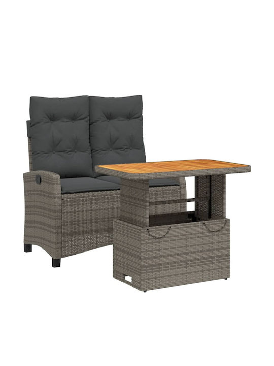 Garden & Outdoor Furniture Sets Dining Room Set 2 Pieces Gray with Pillows
