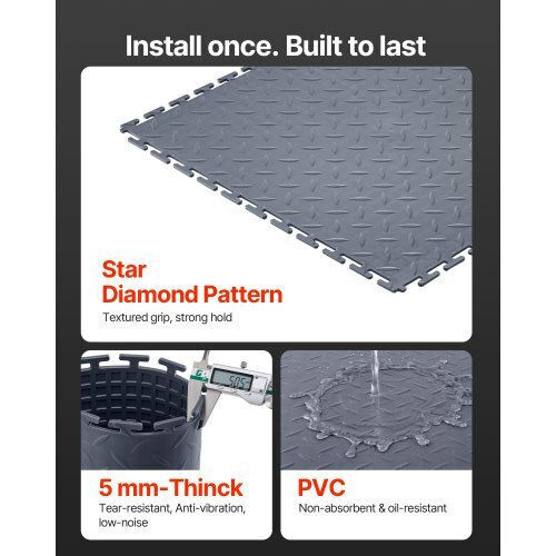 Vevor PVC Garden Floor Tile 51.3x51.3cm 8 Pieces