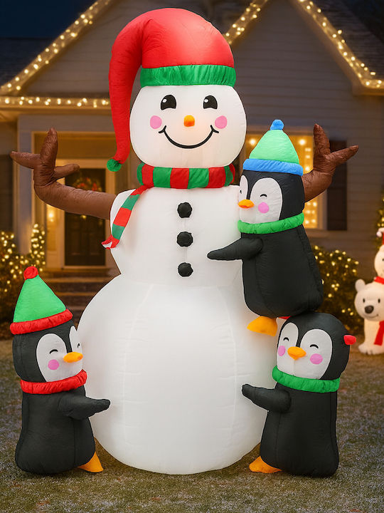 Inflatable Outdoor Snowman Penguins Led Lighting 190 Cm Integrated Compressor White