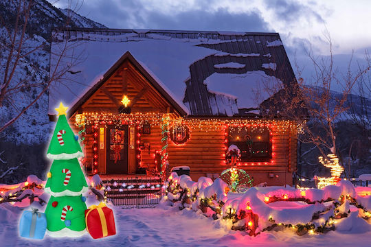 Brad de Crăciun Gonflabil pentru Exterior Iluminat cu LED Compresor Integrat 180x80x80 Cm Verde