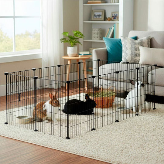 Țarc pliabil din plastic pentru câini 143x71x46 cm Negru