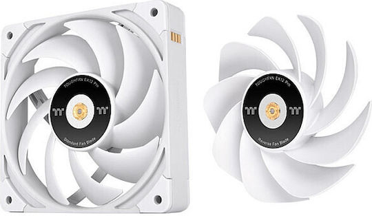 Thermaltake ToughFan EX12 Pro Reverse Blade Case Fans 120mm 500rpm 70.8cfm Without LEDs Connection 4-Pin Molex Pack of 3 White
