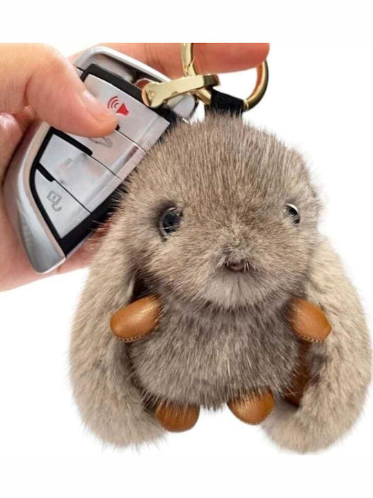Fluffy Gray Bunny Keychain Brl340sz