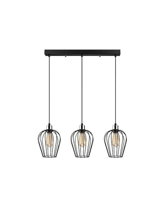Elefant Adjustable Pendant Light Black Rail with Socket E27 70x20cm