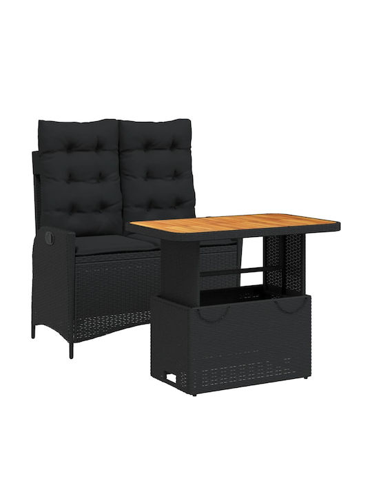Garden & Outdoor Furniture Sets Dining Room Set 2 Pieces Black with Pillows