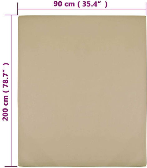 vidaXL Sheet Set with 1 Pillowcase for Single Bed with Elastic 90x200cm. Taupe 2pcs