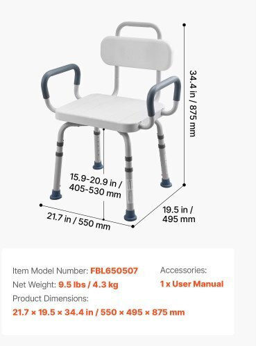 Vevor Badewannensitz mit Rückenlehne 55x49,5x87,5cm