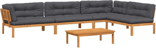 Garten- und Outdoor-Möbelsets Wohnbereich 5 Stück Beige mit Kissen Garten- und Outdoor-Möbelsets Wohnbereich 5 Stück Beige mit Kissen
