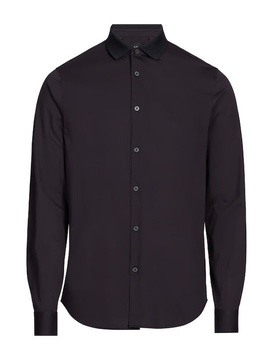 Long Sleeve Cotton Shirt in Narrow Fit Blue