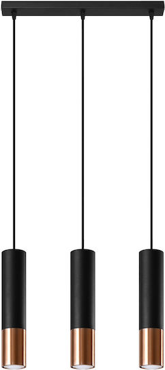Sollux Loopez 3L Висящо осветително тяло Меден 45x14x31см.
