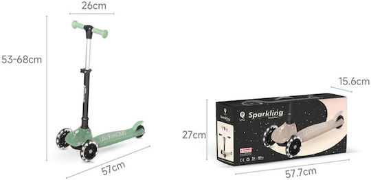 Q Play Kids Foldable Sparkling 3-Wheel Scooter with LED Lighting for 3+ Years Green
