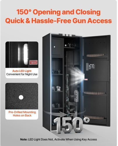 Vevor 4 Gun Safe Long Gun Cabinet Rifles Pistols Quick Access Rifle Safe 3 Ammo Slots 2 Adjustable Racks Large Digital Cabinet Key Password Lock Assembly Required
