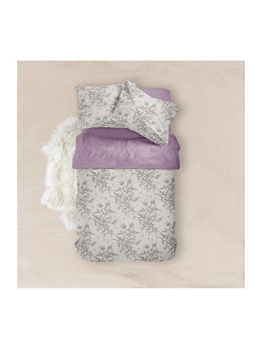 Borea Cherry Blossom Σετ Σεντόνια Υπέρδιπλα 240x260εκ. Μωβ (4τμχ)