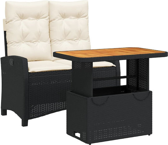 Garten- und Outdoor-Möbelsets 2 Stück Schwarz mit Kissen