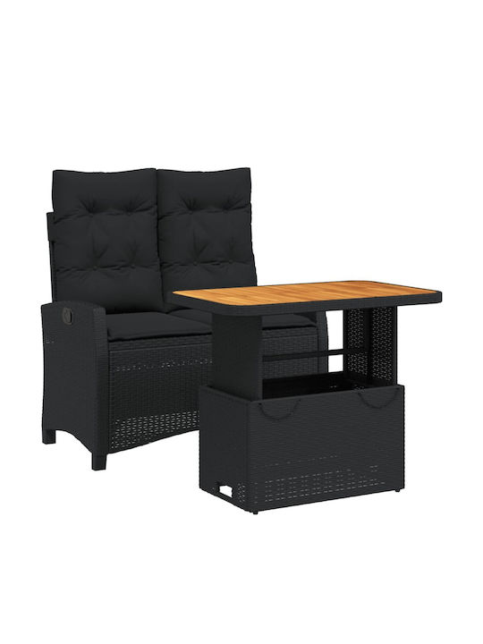 Garden & Outdoor Furniture Sets Dining Room Set 2 Pieces Black with Pillows