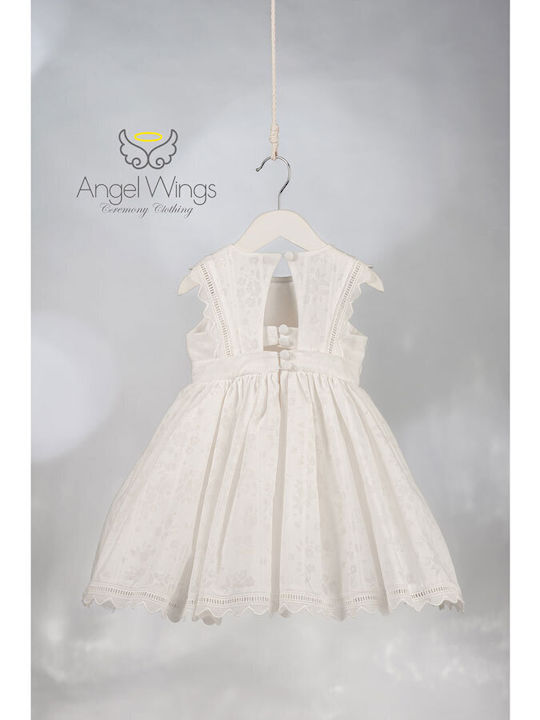 Angel Wings Λευκό Φόρεμα Βάπτισης
