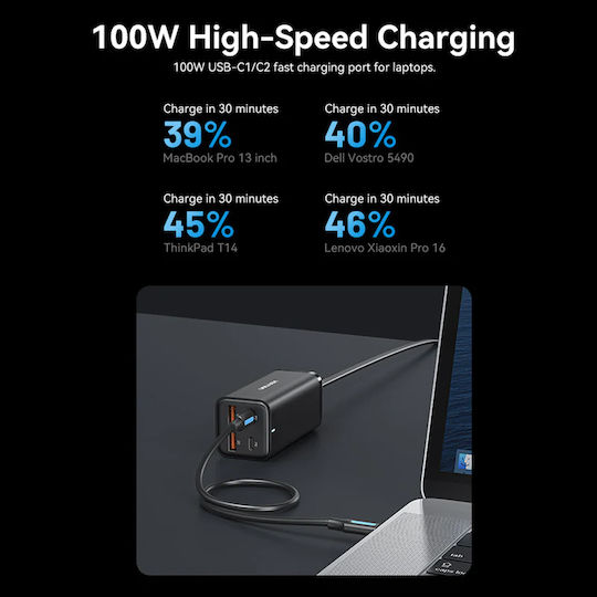 Vention Charging Stand with 2 USB-A Ports and 2 USB-C Ports 100W Power Delivery / Quick Charge 3.0 in White color (FBSWG-EU)
