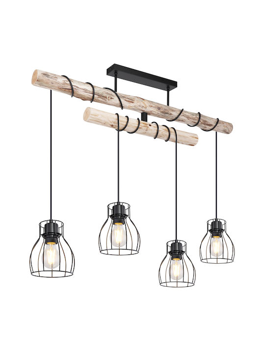 Globo Lighting Mina Pendant Light Black Grid for 4 Bulbs E27 90x14x100cm