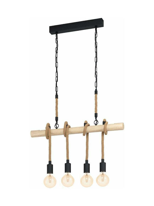 Eglo Youngstown Hängelampe Beige mit Seil für 4 Lampen E27 70cm.