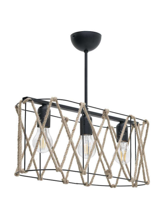 Click Pendant Light Black with Rope for Socket E27 52x18x20cm