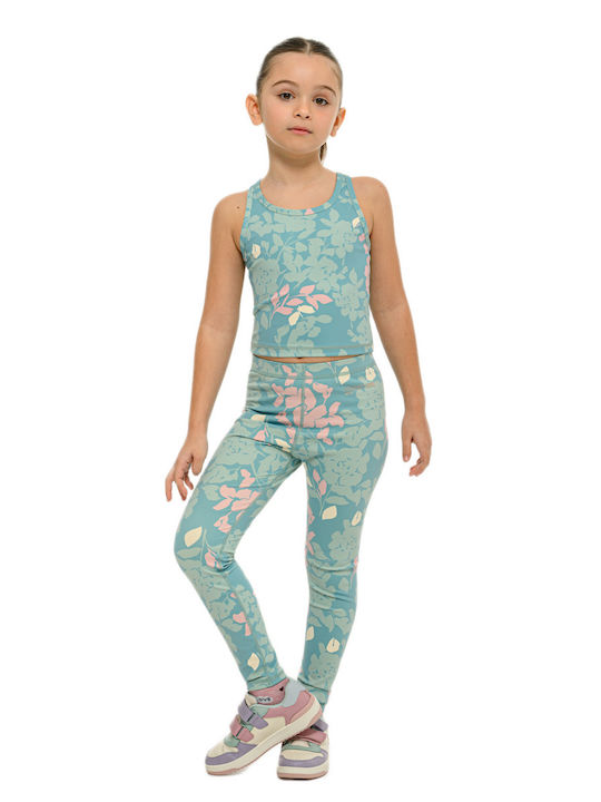 Kids Leggings Sports Long Green
