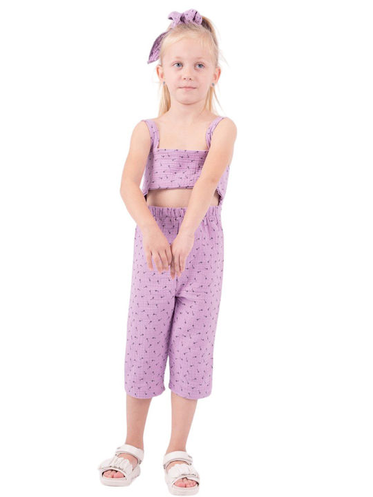 Kids' Linen Jumpsuit Lilac