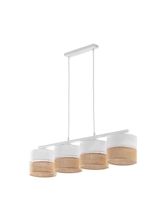 TK Lighting Linobianco Pendant Light White Rail for 4 Bulbs E27 94x95cm