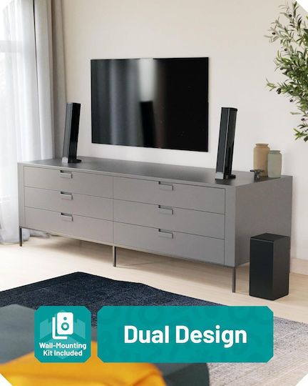 Majority SB80 Xtra Split Soundbar 2.1 Bluetooth și HDMI 200W cu Subwoofer Wireless și Telecomandă Negru