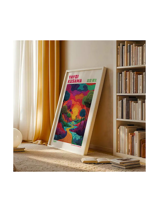 Poster Yayoi Kusama River Sunset Art334 60cm X 90cm Black Wooden Frame
