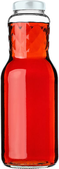 Glass Juice Bottle 1l + White Cap Fi53 1 Pc