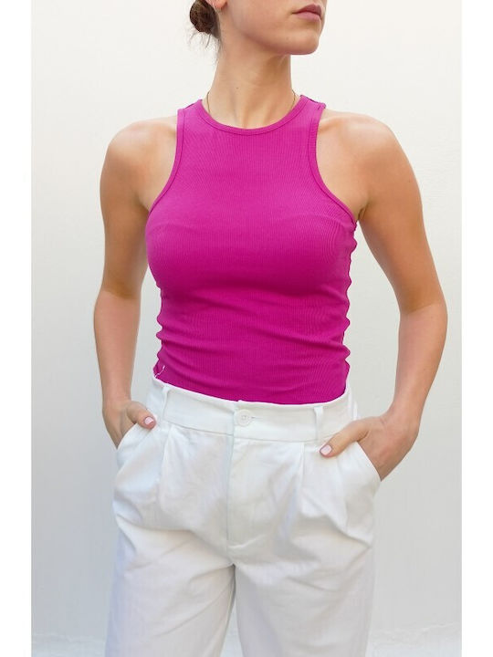 Women's Summer Blouse Cotton Sleeveless Fuchsia