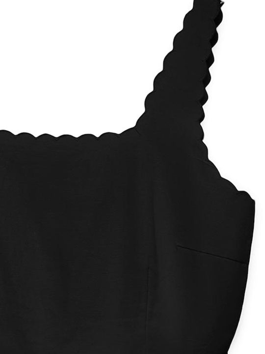 Singlet Women's Blouse Cotton Sleeveless Black