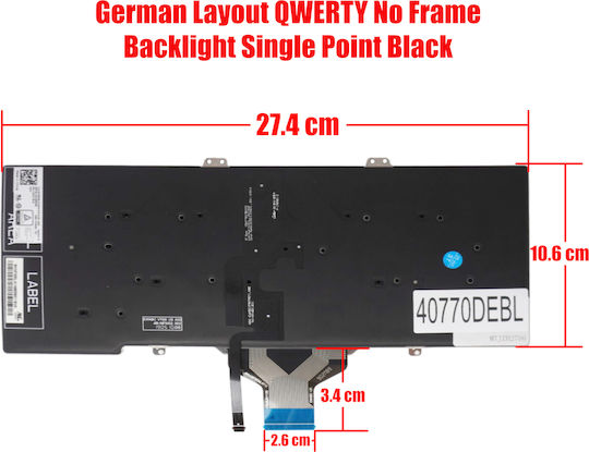 German Keyboard For Laptop Dell Latitude 14 5411 5410 5401 5400 7400 Single Point H2dxx 0h2dxx 3t97g 03t97g 7d2r0 07d2r0 Rn86f 0rn86f H3fn9 0h3fn9 De Without Frame Backlit Black Code 40770debl