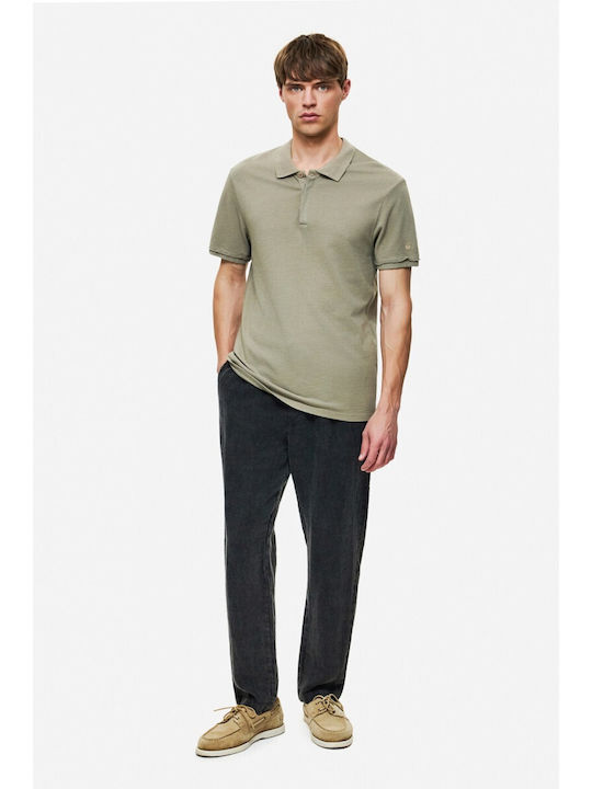Polo Herrenbluse Kurzarm Taupe