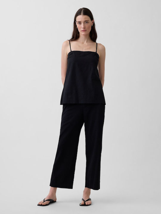 Women's Summer Sleeveless Linen Blouse Black