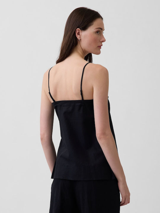 Women's Summer Sleeveless Linen Blouse Black