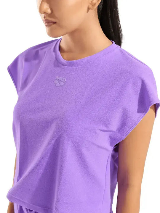 Γυναικείο Αθλητικό Crop T-shirt Λιλά