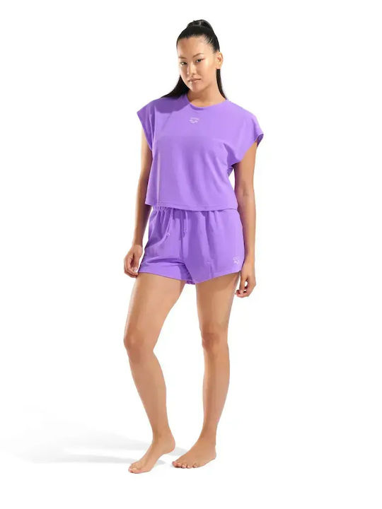 Γυναικείο Αθλητικό Crop T-shirt Λιλά